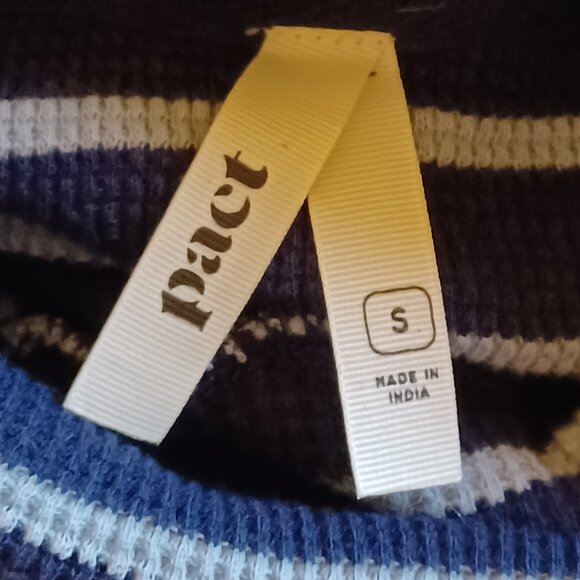 EUC Pact Navy Blue Striped Organic Cotton Cozy Turtleneck Size Small - Picture 5 of 7
